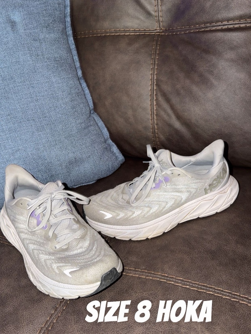 Hoka Women's Athletic Shoes in Light Gray with Subtle Lavender Accents